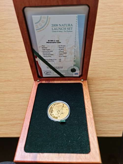 2008 Natura Launch Set - Giants of Africa 1 Oz. Gold Coin - mint 300 of 500