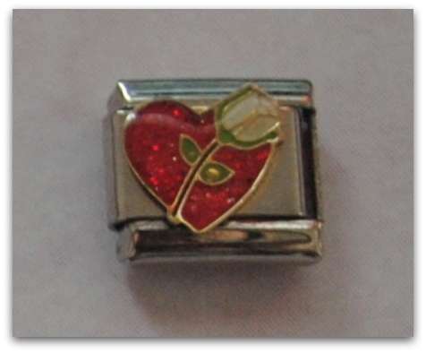 ITALIAN CHARMS - GLITTER ROSE HEART(FITS NOMINATION)