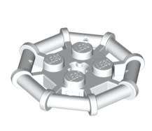 LEGO WHITE PLATE 2X2 WITH ROD FRAME OCTAGONAL (STUDS WITH CUT EDGE)