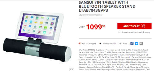 SANSUI 7" TABLET + FREE bluetooth speaker + cover