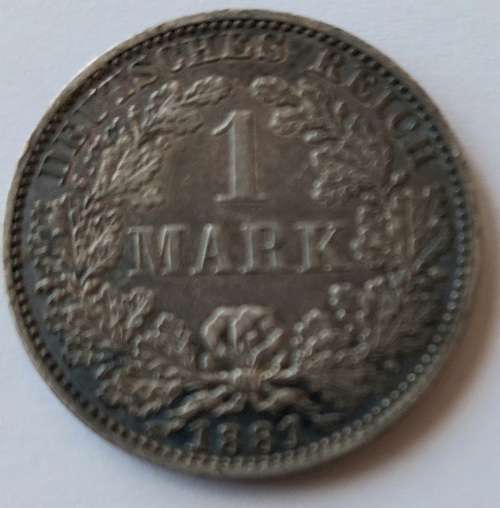 1881 SILVER 1 MARK COIN.90% SOLVER