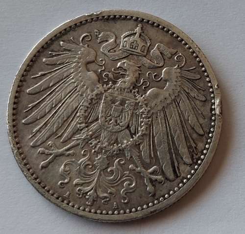 1898 GERMAN 1 MARK 90% SILVER