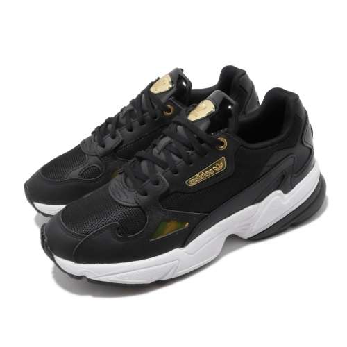 ADIDAS FALCON SHOES WOMANS  -  Black/Gold/White - Size 4  UK to 8 UK