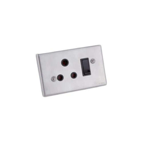 Asuma-MS10(S)-S: 4X2 Single Wall Socket 1x16A Silver Steel