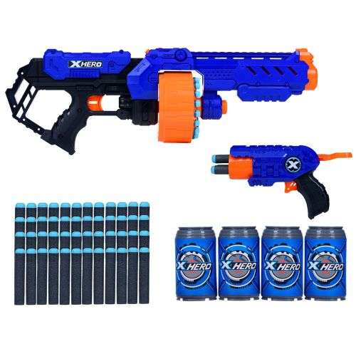 Xhero Soft Bullet Gun Set - 2 Guns, 48 Foam Bullets, 4 Targets