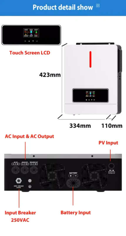 VICTOR NM-ECO-PLUS  6.2KW 48V Solar Inverter 120A MPPT Charge Controller RGB Light Dual Output 230VA