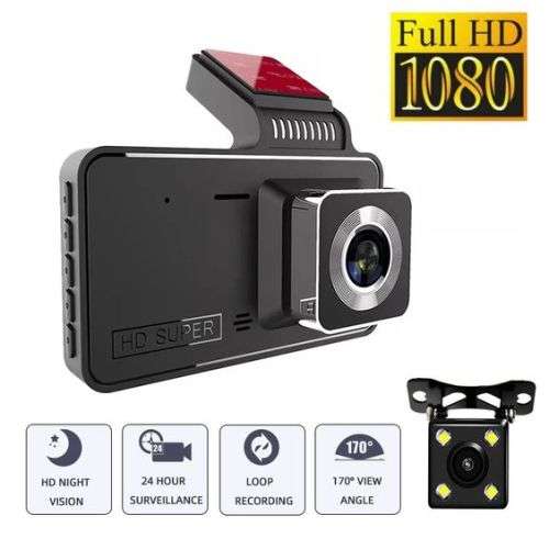 4-inch Dual Camera Car Dash Cam  Driving Recorder HD 1080p, 170 ° Angle Lens