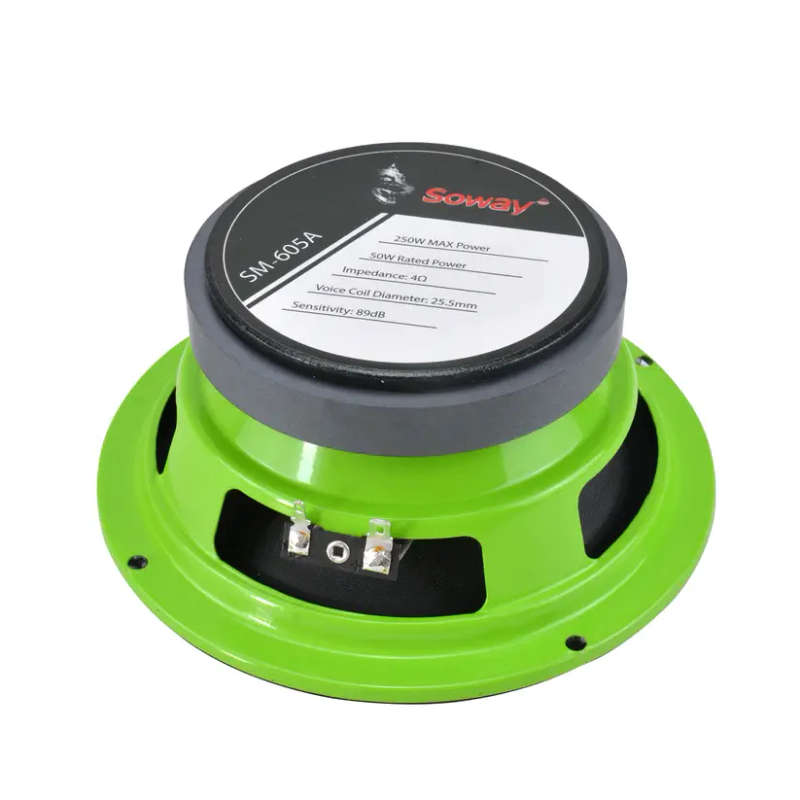 Soway SM605A 6.5` 250W Peak 100W RMS 4 Ohm Midrange Speaker (Green Iron Basket)