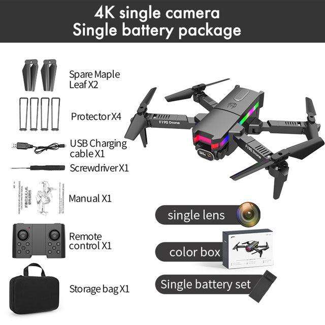F190 Toy Drone - With 4K Camera F/2.15 100° FOV Led Night Flight Foldable Mini Drone