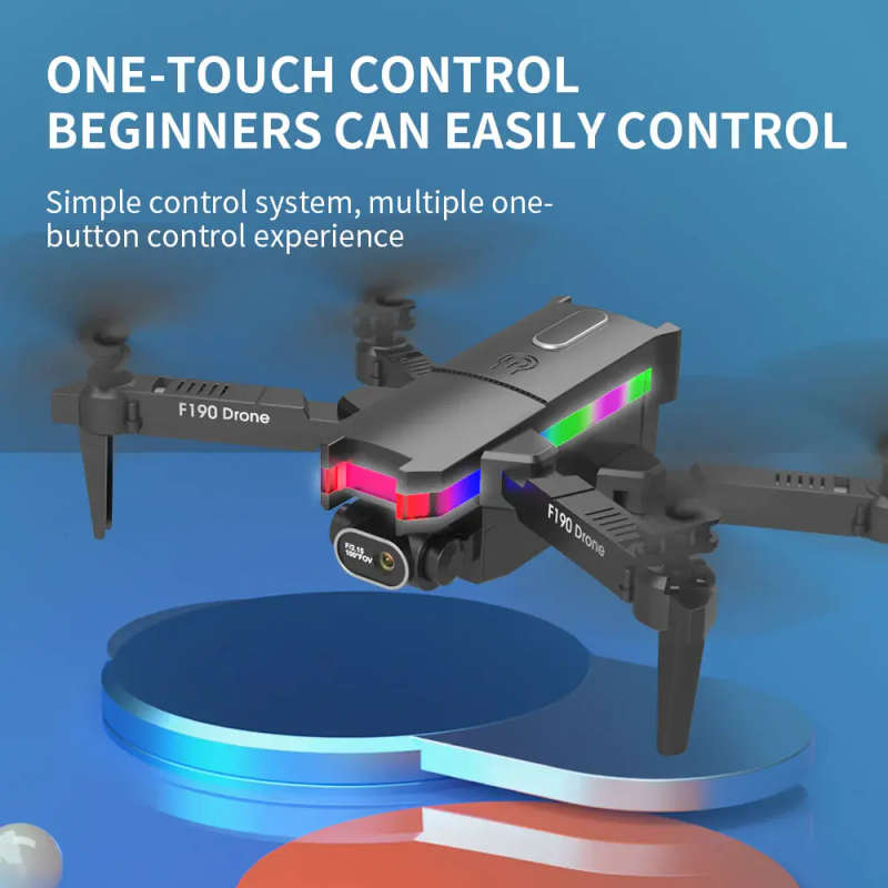 F190 Toy Drone - With 4K Camera F/2.15 100° FOV Led Night Flight Foldable Mini Drone