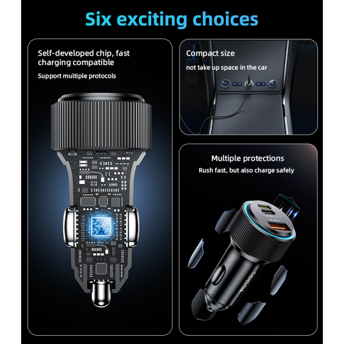 Yesido  Y60 - 38W PD Reverse Charging Fast Charging Car Charger