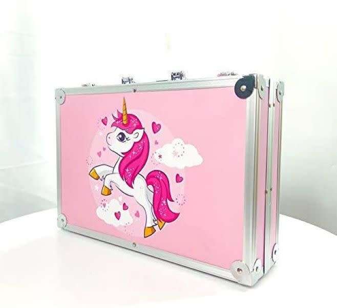00 PCS-Unicorn Art Painting Set with Aluminum Alloy Case - Pink