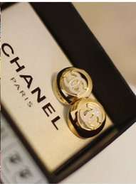 New style CC Round with white label Earrings.