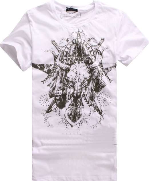 BALMAIN HOMME spring 2012 and summer white Bull skull printed short TEE.