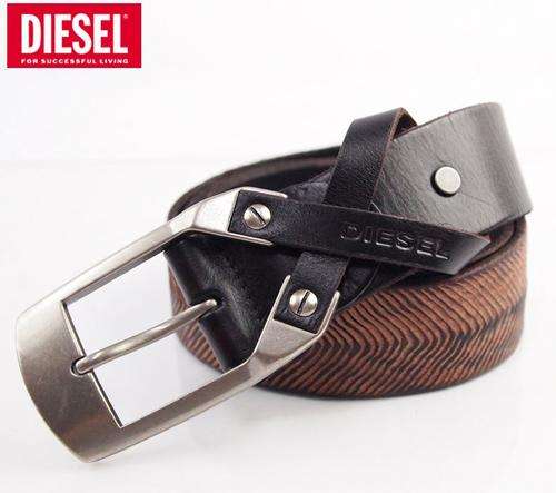 Diesel men's leather belt stripes cover body like the old fashion street recreation.