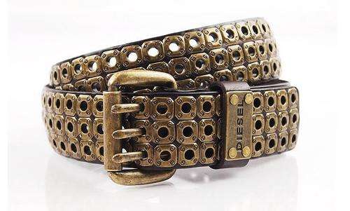 Diesel men's genuine leather belt rivet influx of wild fashion.