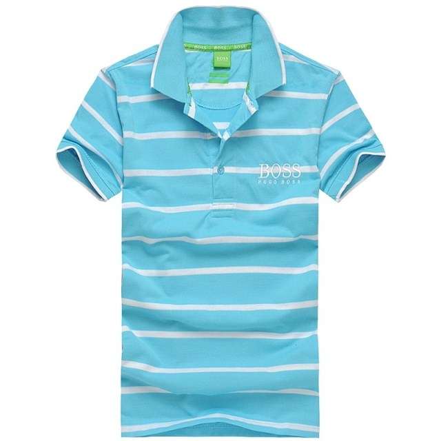 HUGO BOSS men's cotton colour-striped collar short sleeve t-shirt.