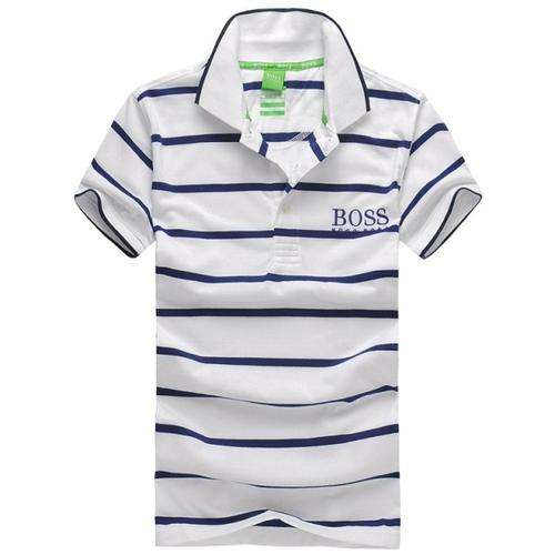 HUGO BOSS men's cotton colour-striped collar short sleeve t-shirt.