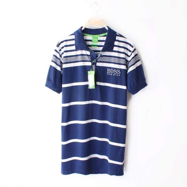 HUGO BOSS men's cotton colour-striped collar short sleeve t-shirt.