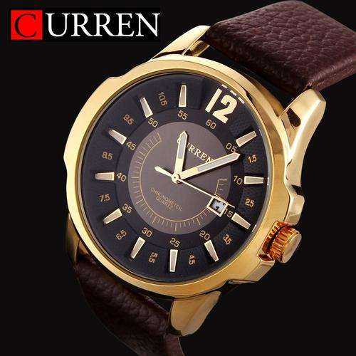 ** CURREN ** LUXE  Leather straps, date display  ## BRAND NEW W/ PAPERS AND TAGS ##