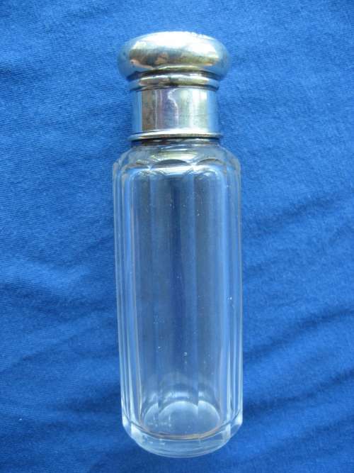Vintage German Perfume Bottle with Solid 950 Silver Lid and Ground Glass Stopper