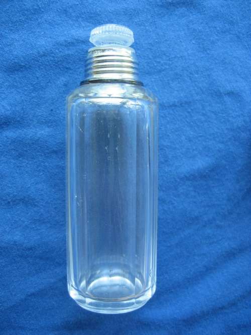 Vintage German Perfume Bottle with Solid 950 Silver Lid and Ground Glass Stopper