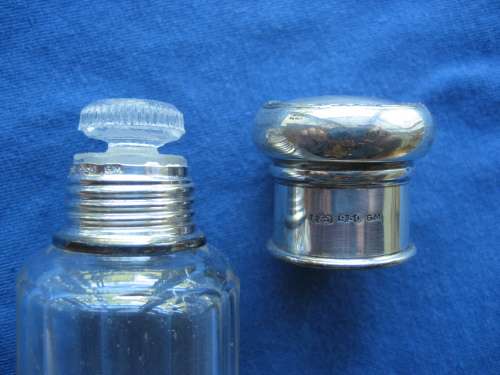 Vintage German Perfume Bottle with Solid 950 Silver Lid and Ground Glass Stopper