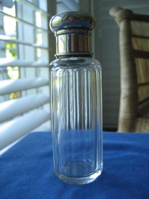 Vintage German Perfume Bottle with Solid 950 Silver Lid and Ground Glass Stopper