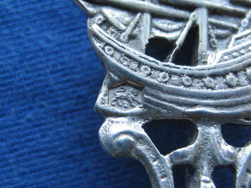 Vintage Solid Silver Tea Strainer Dutch Sailing Ship Handle with Fronds and Flowers