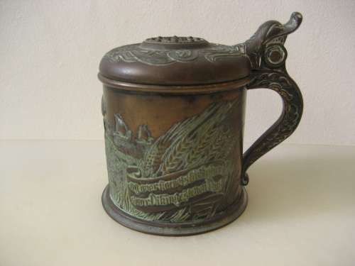 Magnificent Vintage Bronze Stein / Tankard Low Relief Denmark Edward Aagaard