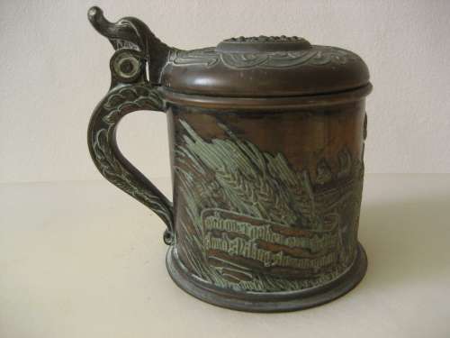 Magnificent Vintage Bronze Stein / Tankard Low Relief Denmark Edward Aagaard