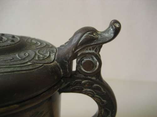 Magnificent Vintage Bronze Stein / Tankard Low Relief Denmark Edward Aagaard