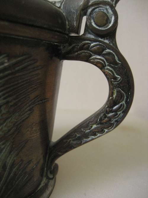 Magnificent Vintage Bronze Stein / Tankard Low Relief Denmark Edward Aagaard