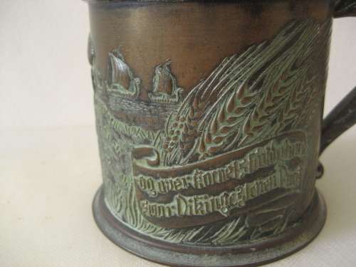 Magnificent Vintage Bronze Stein / Tankard Low Relief Denmark Edward Aagaard