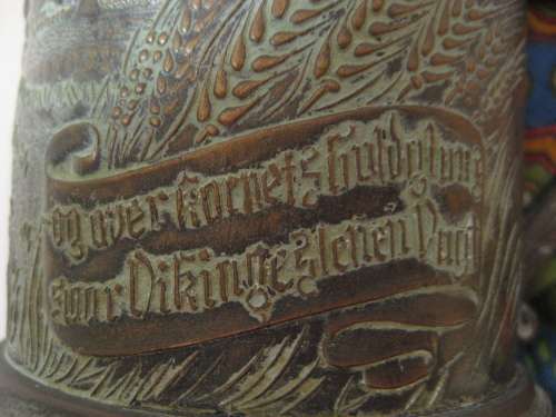 Magnificent Vintage Bronze Stein / Tankard Low Relief Denmark Edward Aagaard