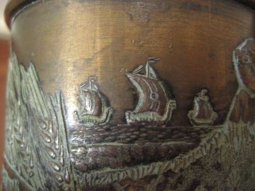 Magnificent Vintage Bronze Stein / Tankard Low Relief Denmark Edward Aagaard