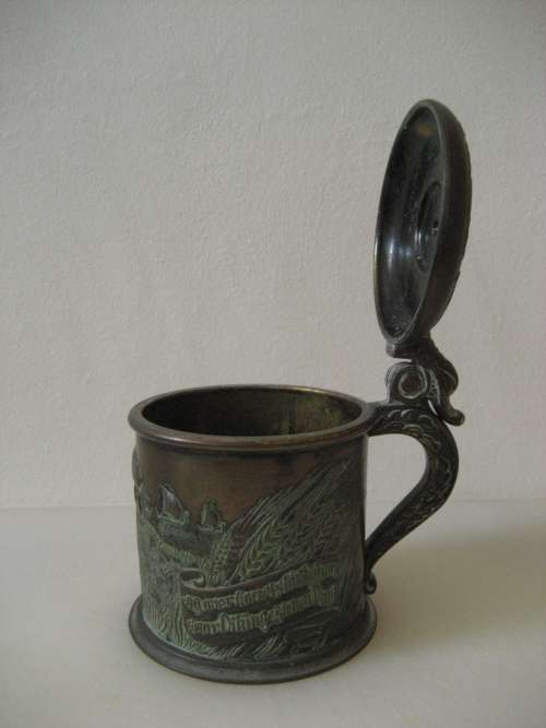 Magnificent Vintage Bronze Stein / Tankard Low Relief Denmark Edward Aagaard