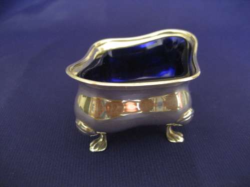 Vintage Sterling Silver Walker and Hall 3 Piece Cruet Set Original Cobalt Glass Liners