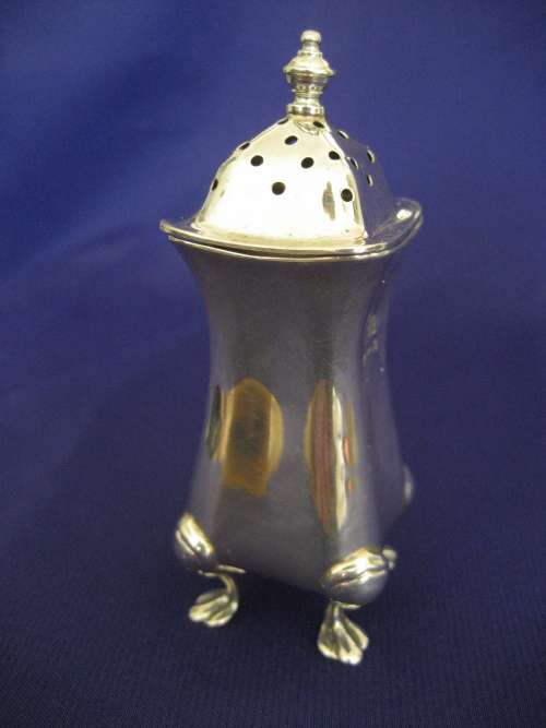 Vintage Sterling Silver Walker and Hall 3 Piece Cruet Set Original Cobalt Glass Liners