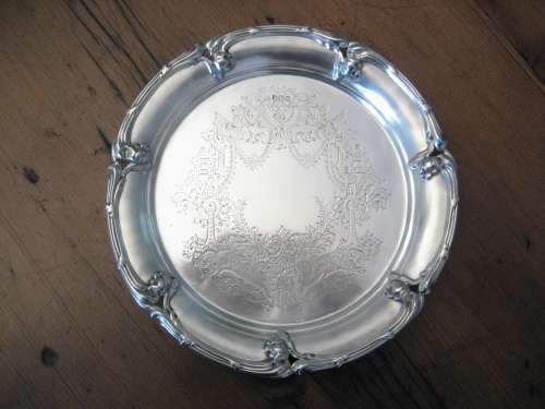 Antique Sterling Silver Salver Sheffield 1910 James Deakin and Sons 320 gm
