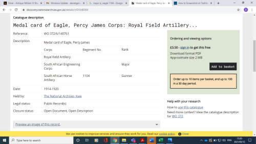 World War 1 Medal Group Major Percy James Eagle South African Engineering Corps Full Size
