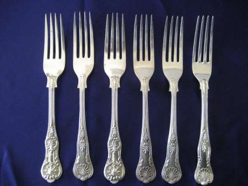 Kings and Queens Pattern harlequin set of 6 Silver Plated Dessert / Small Table Forks