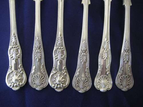 Kings and Queens Pattern harlequin set of 6 Silver Plated Dessert / Small Table Forks