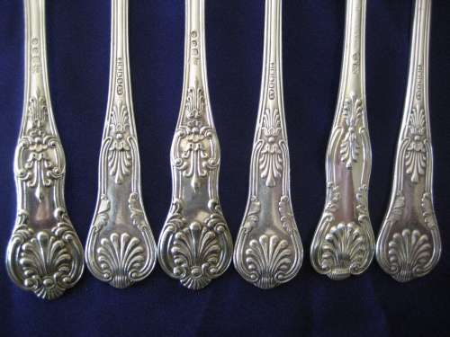 Kings and Queens Pattern harlequin set of 6 Silver Plated Dessert / Small Table Forks