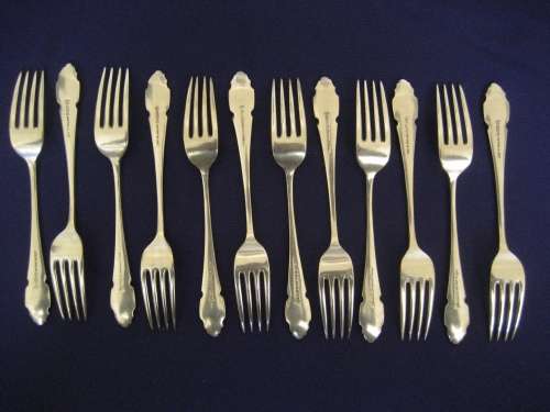 Delightful 12 Place Settings 24 Piece Silver Plated Dessert Set 12 Spoons and 12 Forks