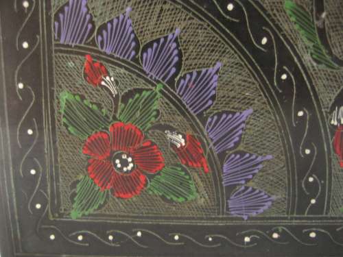 Attractive Lacquered Wood Box Decorated with Flowers Hand Painted