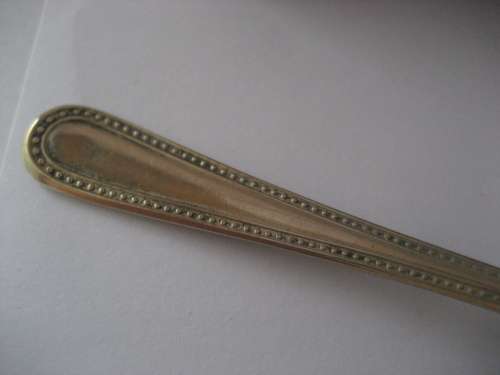 Cased Set of 6 Bead Pattern Coffee (Espresso) Spoons and Sugar Tongs Silver Plated