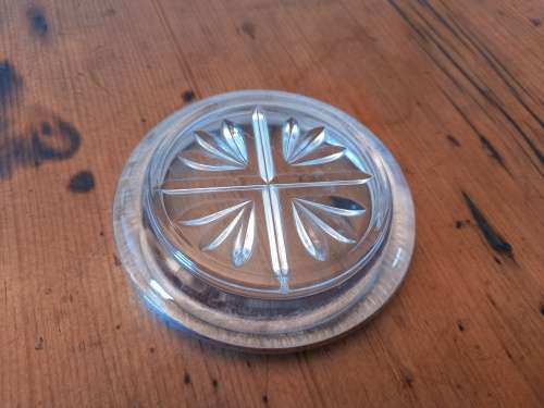 Sterling Silver Rim Pressed Glass Coaster FB Rogers Silver Co (USA) Gadrooned Edge