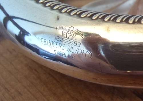 Sterling Silver Rim Pressed Glass Coaster FB Rogers Silver Co (USA) Gadrooned Edge