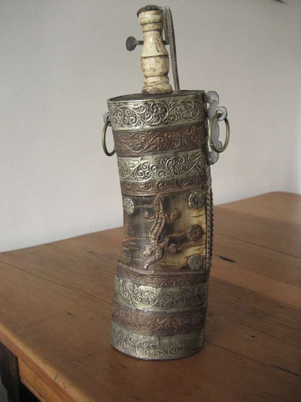 ANTIQUE MOROCCAN TRIBAL GUNPOWDER FLASK